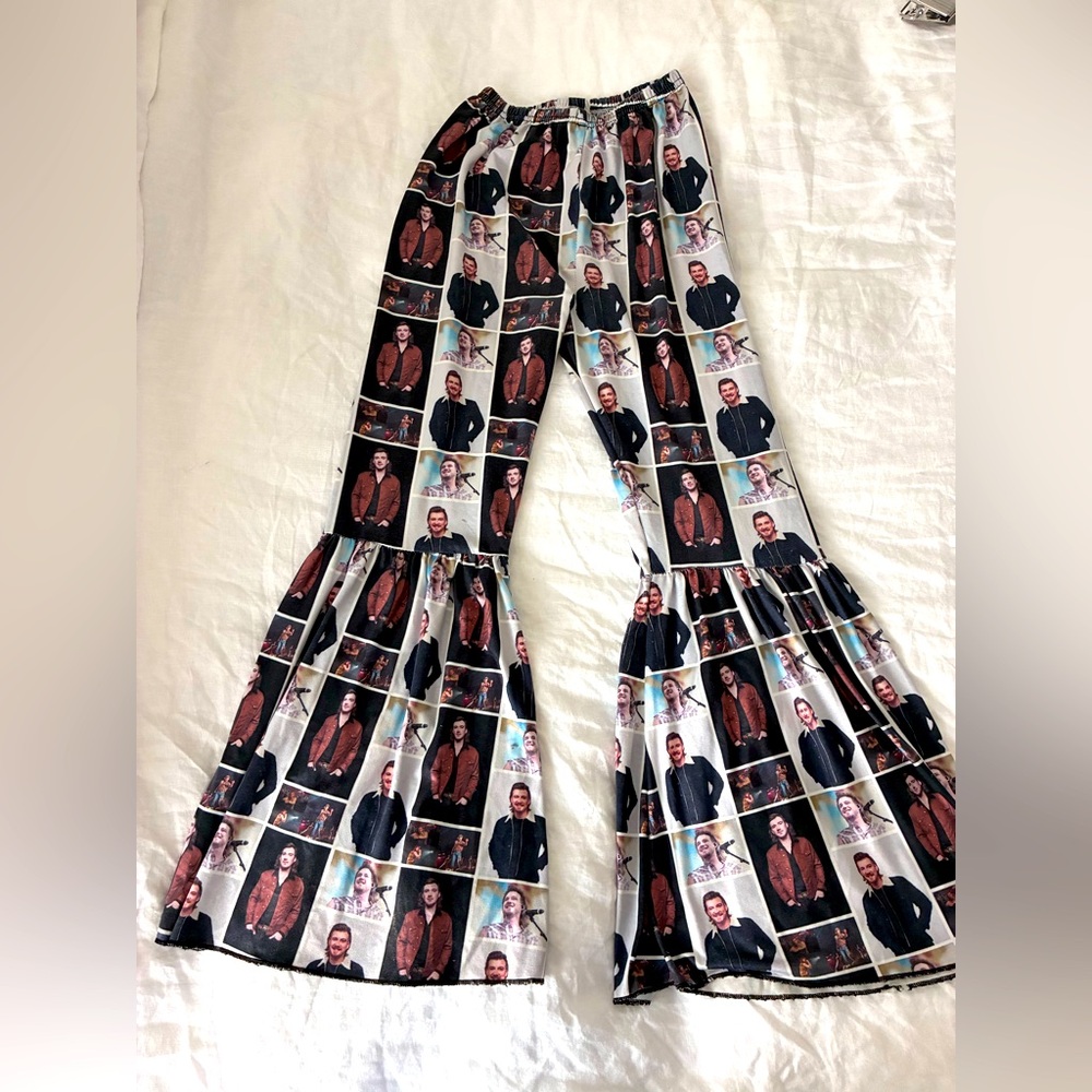 Morgan Wallen Photo-Print Bell Bottom Pants - Black & Brown